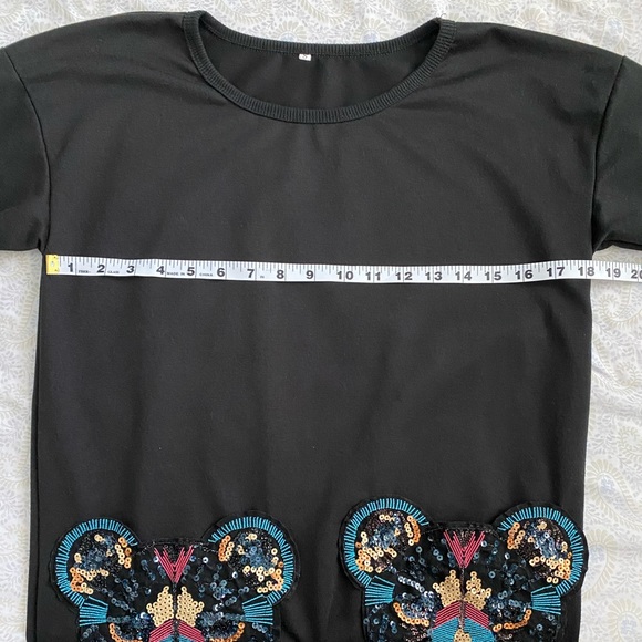 🐯Tiger (juniors) long sleeve sweater dress w/ art deco pockets, black - Picture 5 of 13